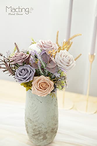 MACTING Artificial Rose Flowers 30PCS Real Touch Fake Flowers with Stem Wedding Foam Roses Bulk for Boutonniere Bouquet Party Bridal Shower Home Spring Mothers Day Decorations (Dusty Rose Series) - color: Dusty Rose, size: 30PCS