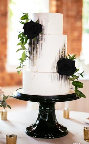 Artificial Roses 16pcs Velvet Black Roses Artificial Flowers 3.94" Fake Black Roses for Wedding Flowers Black Rose Decor for Centerpieces Home Party Decor (Black) - color: 3.94" Black