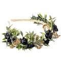 Black Flower Crown Headband, Fairy Dark Floral Headpiece with Gold Leaf, Woodland Elf Gothic Flower Headband for Women Girls Renaissance Renfaire Fantasy Cosplay Party Hair Accessories - color: Black