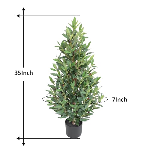 momoplant Artificial Olive Topiary Tree 35Inch Tall Fake Olive Plant Set of 2 Realistic Faux Silk Trees for Decor Indoor Outdoor - size: 35Inch