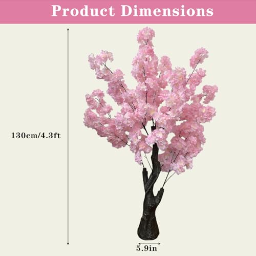 Artificial Cherry Blossom Tree, 4.3FT 2 Pack Pink Faux Cherry Blossom Tree for Home, Wedding & Party Decoration, Indoor & Outdoor - color: Pink 2pack
