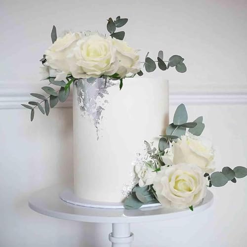 Felice Arts 12 Pack White Roses Wedding Flowers with Stems Artificial Flowers Fake Rose Silk Roses Bouquet for Table Vase Party Home Kitchen Wedding Decor - color: White