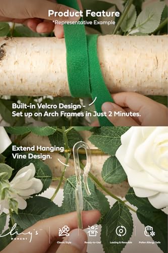 Ling's Moment 6.5FT Artificial Wedding Arch Flowers, Backdrop Floral Garland, White Sage Ceremony Reception Hanging Eucalyptus Rose Arbor Arrangement Outdoor Party Swag Home Decorations - color: Wht-sage Green 02