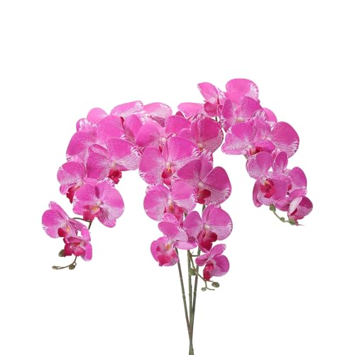 PATIKIL Artificial Orchid Stems 41", 3 Pack 9 Heads Faux Phalaenopsis Flowers Real Touch Fake Orchid Flower Branch for Vase Home Wedding Decoration, Fuchsia - color: Fuchsia