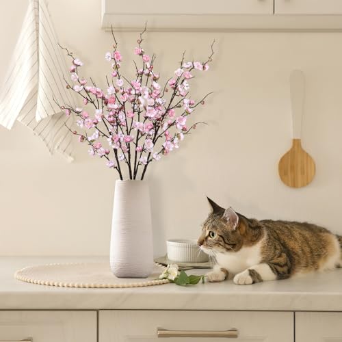 Betylifoy 4 Pcs Artificial Cherry Blossom Branches 38" Long Stems Faux Plum Blossom Flowers Faux Silk Cherry Blossom Stems Pink Fake Flowers for Vase Arrangement Home Wedding Table Spring Decor - color: Pink