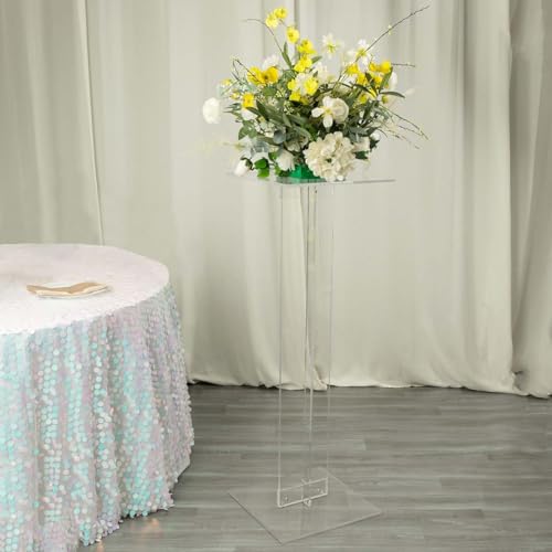 Efavormart 46" Heavy Duty Acrylic Wedding Display Stand with Square Bases, Clear Plexiglass Flower Pedestal Stand - 10mm Thick Plate - size: 46"