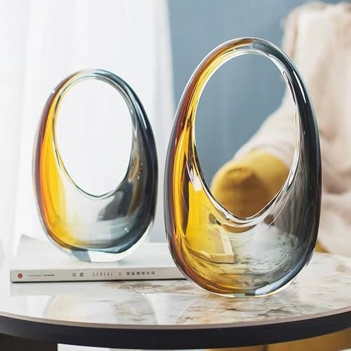 Crystal Vase, Modern Decorative Vase, Minimalist Floral Vase, Light Luxury Style for Home Decor, Centerpiece, Office, Pampas Grass, Dried Flowers, Flowers and Buds (B-Caramel) - color: B-caramel