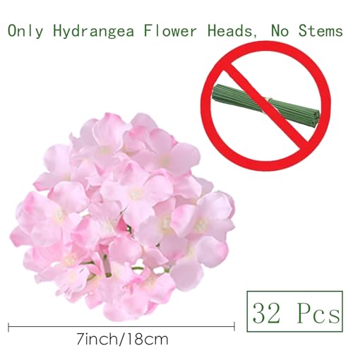 HinyoCo 32 Pcs Silk Hydrangea Artificial Flowers Hydrangea Heads No Stems, Used for Home Wedding Party Decoration (Light Pink) - color: Light Pink