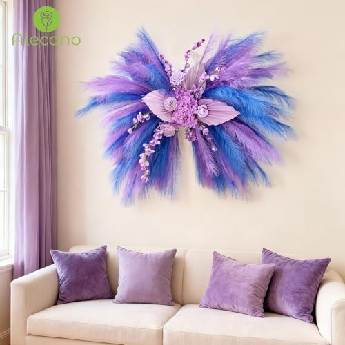 Alecono Navy Blue Pampas Grass 17in 𝟯𝟬𝙋𝙘𝙨, Artificial Faux Fluffy Pampas Grass Decor for Home Wedding Centerpieces Party - color: Navy Blue, size: 30pcs