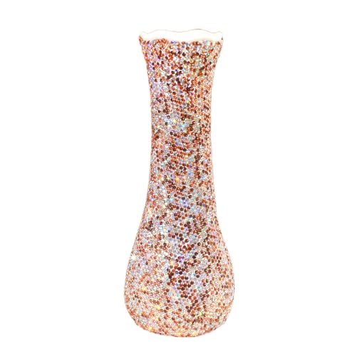 Bling Luxury Diamond-Embedded Vase for Home Decor – Elegant Flower Arrangement Vase, Dry Flower Crystal Decorative Bottle Vase, Desktop Ornament for Living Rooms (Golden) - color: Golden