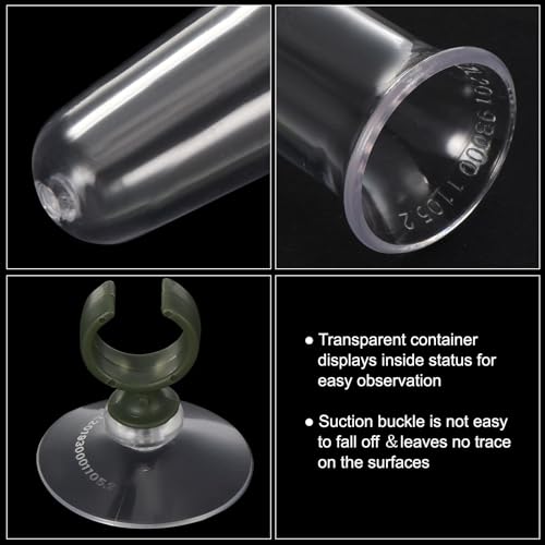 PATIKIL Floral Water Tubes with Suction Cup, 3 Pcs 0.6" ID 4" Plastic Wall Hanging Vase for Plants Flower Arrangement, Clear