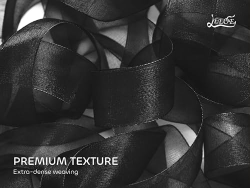 Black Organza Ribbon 1-1/2 inch x 50 Yards Sheer Chiffon Ribbon for Gift Wrapping Wedding Invitations Party Decoration Bridal Bouquets Crafts - color: Black, size: 1-1/2" X 50 Yards