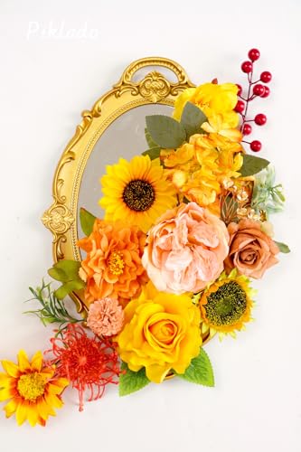 Artificial Flower Combination Box Set Artificial Flower Loose Leaves and Stems DIY Wedding Center Bouquet Bride Wedding Baby Shower(Orange Yellow) - color: Orange Yellow