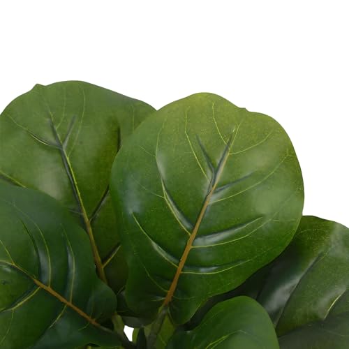Alupssuc 1.5FT Artificial Fiddle Leaf Fig Tree with White Planter Pot, 1.5 feet Tall Fake Tree for Home Decor, Faux Ficus Tree Fake Moss for Indoor Outdoor Office Living Room - size: 1ft 6in