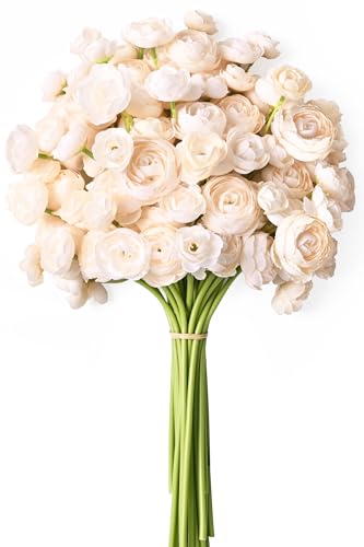 Waipfaru Ranunculus Artificial Flowers, 36Pcs 14In Fake Peonies Artificial Flowers, Faux Flower for Vase Silk Flower Real Touch Faux Peony Bulk for DIY Wedding Bouquet Home Bridal Shower Decor - color: Champagne, size: 36Pcs