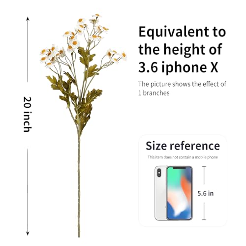 Melorca&Guilla Artificial Flowers Fake Flowers,6PCS 20" Faux Floral Stems for Vase, Artificial Flowers Faux Flower Arrangements for Wedding Party Shop Garden Office Home Décor - color: White Chamomile