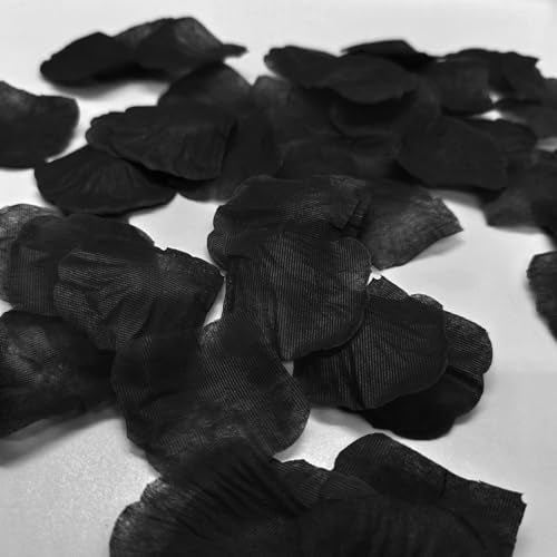 JHFGJGH 500 Pcs Exquisite Black Rose Petals, Emulation Silk Rose Petals, Artificial Flower Petals for Romantic Nights, Weddings, Events, and Valentine's Day Deco (Black) - color: Black