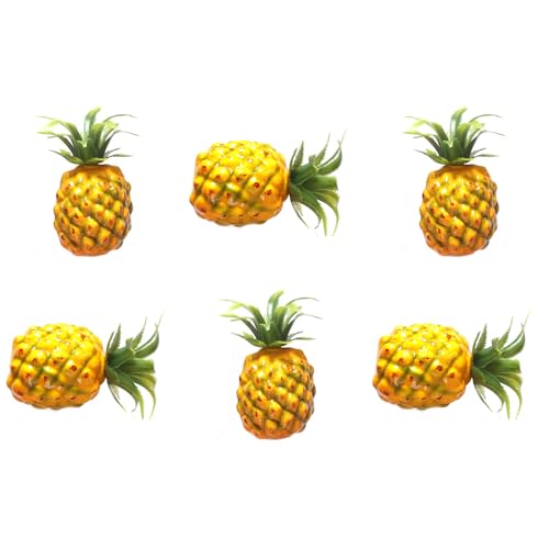 Vasefill 6-Pack Artificial Mini Pineapple Plastic Yellow Green Pineapples Fruit Six Pieces Pina Ananas - color: Mini Pineapple