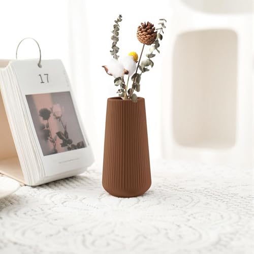Caramel Ceramic Vase, GUKJOB Small Cute Flower Vase for Pampas Grass, Home, Living Room, Dining Table, Farmhouse, Office Decor, Bedroom, Table, and Kitchen Shelf (Caramel) - color: Caramel