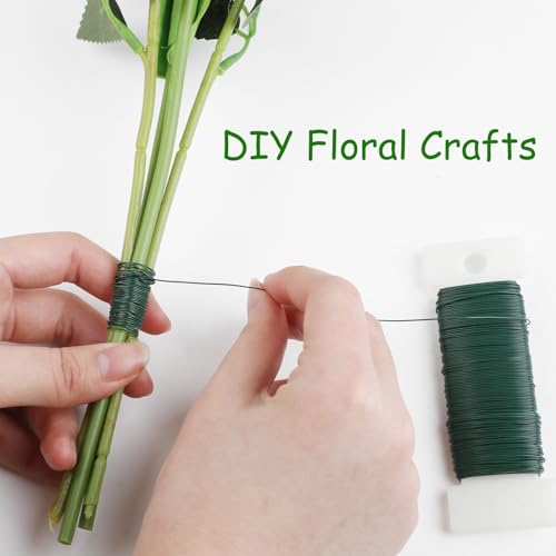 CCINEE 22 Guage Dark Green Floral Wire,3 Rolls 115 Yard Green Florist Paddle Wires for Flower Arrangment, Christmas Wreath Making Garland Decoration Supply - color: Green