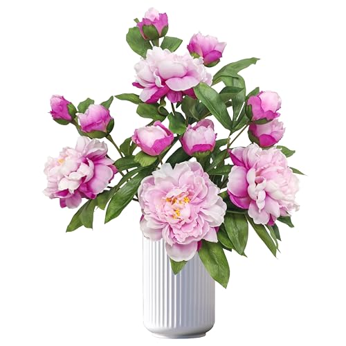 Peony Artificial Flowers,4 Pcs Fake Faux Peony Flowers Look Real,Silk Peonies with Stems for Home Decor,Purple Pink Peonies Artificial Flowers for Floral Arrangements (4, Purple Pink) - color: Purple Pink