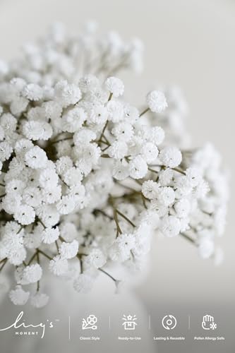 Ling's moment Artificial Baby's Breath, 18pcs Gypsophila Greenery Spray White Flowers for Wedding Bouquet/Centerpieces/boutonnieres/Corsage and Floral Arrangements