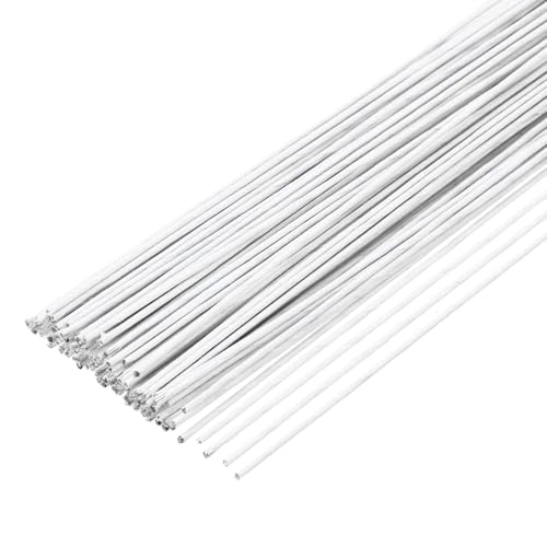 MECCANIXITY 100pcs White Floral Wire Stems Bendable 0.9mm 20 Gauge Florist Wire for Artificial Flower Making Crafts Wreaths Supplies - color: White, size: 0.9mm