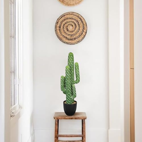 DILATATA Tall Fake Cactus Plant 28 inch Large Artificial Cactus Tree 'Saguaro Cactus' Faux Cactus Desert Plants Big Fake Cacti for Home Garden Office Decor - color: Stenocereus Fimbriatus