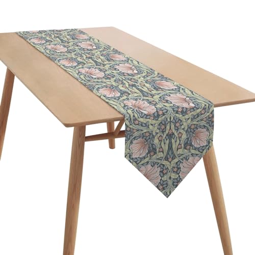 William Morris Vintage Floral Table Runner,Botanical Blue/Pink Farmhouse Rectangular Runner,Elegant Chic Table Runner for Holiday Party,Wedding and Indoor Outdoor Dining Table Decor,13"x72" - color: Vintage Flowers Runner-8