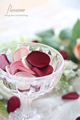 Floroom 300pcs Rose Petals Burgundy Maroon Faux Silk Flower Petals for Wedding Flower Girl Basket Aisle Scatter Dinner Table Centerpieces Party Confetti Bridal Shower Romantic Night Decoration - color: Exquisite Burgundy, size: 300pcs
