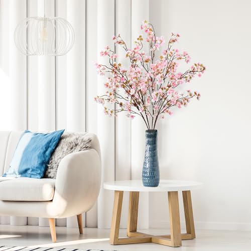 Sggvecsy Artificial Cherry Blossom Flowers 4 Pcs Faux Cherry Blossom Stems Faux Silk Cherry Blossom Branches 41’’ Fake Flowers Long Stems for Vase Arrangements Home Wedding Table Decor (Pink) - color: New Pink