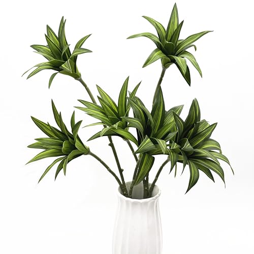 Artificial Dracaena Plant, Faux Branches Plastic Leaves 18.5 Inch Greenery Stems Bushes Fake Simulation 3D Leaf Shrubs Twigs for Home Garden Decor Vase Office Wedding Party DIY Decoration Green 2 Pack - color: Dracaena - Green 2 Pcs
