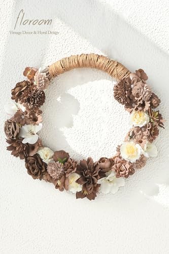 Floroom Mini Artificial Flower Heads Brown & Taupe Fake Peony Daisy Rose Multicolor Small Faux Silk Flower Heads for Cake Craft Garland Wedding Party Graduation Cap DIY Home Decoration, 0.8"-3.6" - color: Rustic Taupe