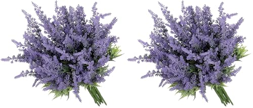 Grand Verde Lavender Artificial Flowers Bulk Stems Faux Purple Plants Real-Touch Bouquets DIY Home Decoration, 8pcs (Pack of 2) - size: 14 inches tall (Pack of 2)