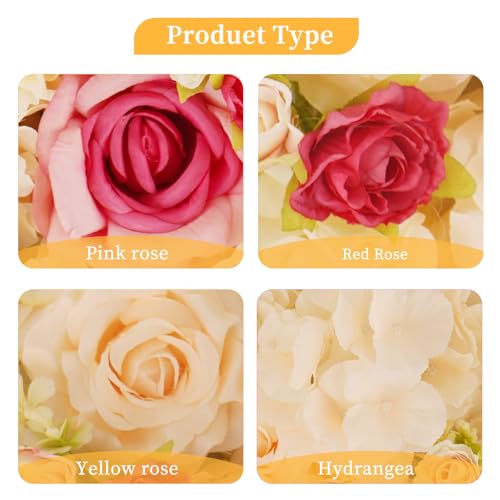 3D Flower Wall Backdrop - 12Pcs 15×15 Inch Artificial Rose Panels Champagne & Red Silk Floral Decor for Home Party Wedding Anniversary Birthday Photographic Studio Background & Decorative Fences - color: Champagne and Red, size: 12PCS-15x15