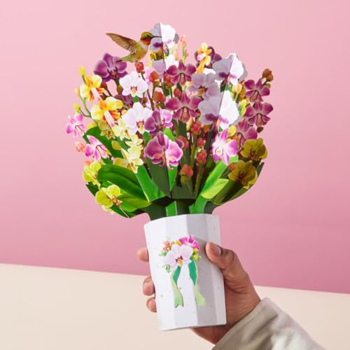 Lovepop Orchid Bouquet, 12 x 8.5 Pop Up Flowers - color: Orchid Bouquet