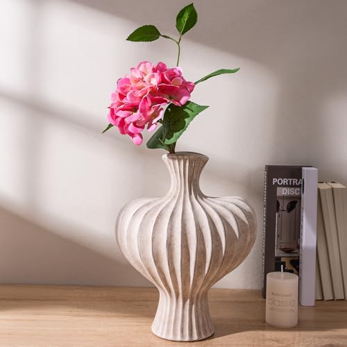 Ceramic Flower Vase Home Decor, 11 in Farmhouse Table Vases Rustic Vintage Living Room Kitchen Bedroom Decorations Pottery Decorative Vases for Flowers House Shelf Office Coffee Desk Dining, Rustic - color: 11 in - Rustic