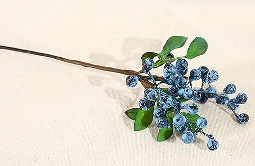 Mistari Artificial Flowers California Faux Blueberries Artificial Blueberry Stems for Decorating Blueberry Picks Fruit Fake Silk Flowers Home Decorative Party Wedding (20 Pack) - size: 20 Pack