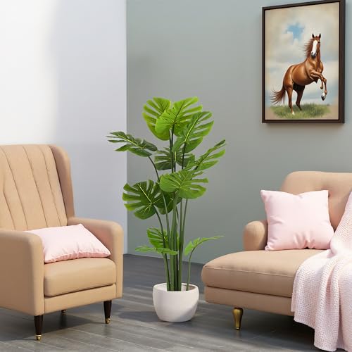 Christopher Knight Home Annas 57''H Artificial Tree Indoor, Artificial Monstera Deliciosa Plant with Black Plastic Pot, Tropical Style Faux Tree, Artificial Plant for Home Decor, 1pcs Set, Green - color: Green/57''h