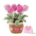 Teacher Appreciation Gifts Crochet Flowers Tulips Thank You Gift for Women Retirement Graduation Gifts Home Desk Decor (Pink)