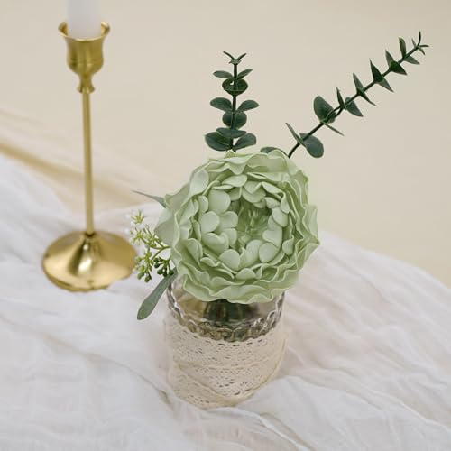 Artificial Flowers, 16pcs Artificial Roses for DIY Wedding Bouquets Centerpieces Arrangements, Sage Green Peonies Flowers with Stem for Bridal Shower Party Home Decorations - color: Sage Green Peonies, size: 16pcs