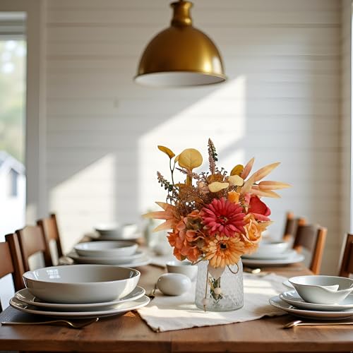 Autumn Artificial Flower Bouquet in Vase, Fall Silk Flower Arrangement, Faux Floral Centerpiece for Home Decor, Table Centerpiece for Autumn, Living Room Office Decoration - color: Fall