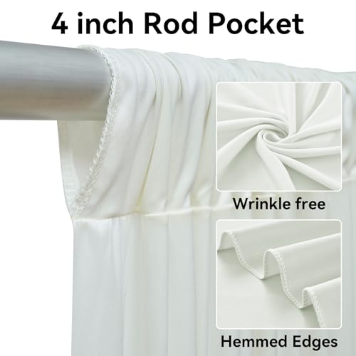 10x12ft Ivory Backdrop Curtain for Wedding Parties, Wrinkle Free 2 Panels Silky Polyester Photo Backdrop Drapes Back Drop Cloth Drapery for Birthday Photography Background Decor - color: Ivory, size: 5ft(W)x12ft(H)_2 Panels