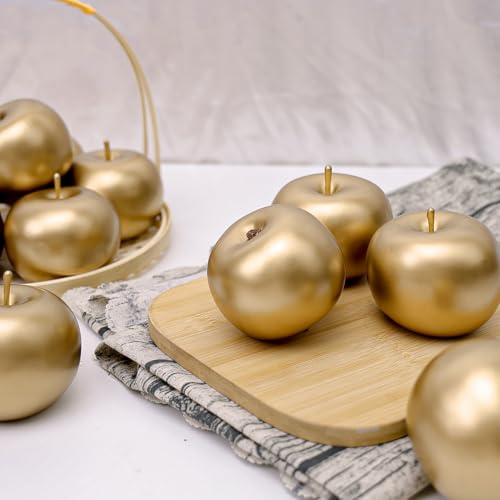 Gresorth 6 PCS Artificial Gold Apple Decorative Fake Apples Fruit Model Home Party Christmas Decoration - color: Gold Apple