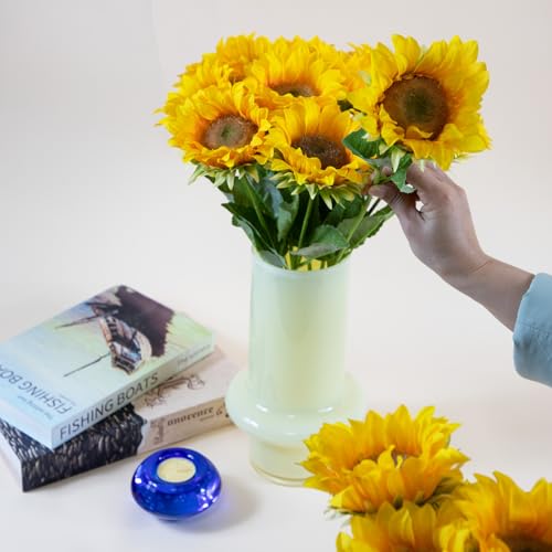 Sunflowers Artificial Flowers with Golden Yellow Long Stem Artificial Flower 10 Pcs for Home Decoration,Spring Easter Flowers,Wedding Arrangement(Golden Yellow)