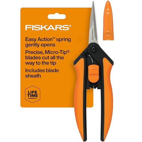 Fiskars 6" Pruning Scissors for Flower Stems, Herbs, Buds, and Small Plants, Garden Snips with Stainless Steel Blades, Gardening Trimmers with Comfortable Handle - style: Snips