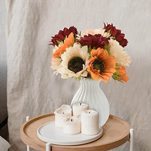 Fake Sunflower, Artificial Flowers Colorful Bouquet for Home Decoration/Wedding Decor 6 Stems