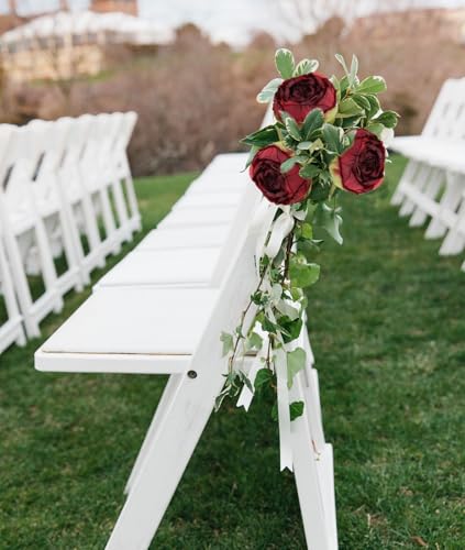 Artificial Peonies,24PCS Vintage Fake Peonies Flower Heads 2.56" Realistic Burgundy Roses with Stems for Wedding Chair Sign Cake Party Home Decoration (Burgundy) - color: Burgundy