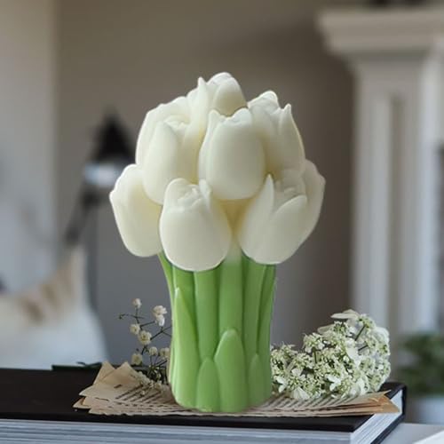 Tulip Bouquet Silicone Candle Molds for Candle Making, 3D Flower Molds, DIY Handmade Supplies