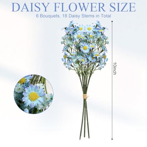 Small Daisy Flowers Artificial Wildflowers Chamomile Blue 18 Pcs | Mini Daisies Flowers Silk Spring Summer Chamomiles for DIY Floral Arrangements Wedding Table Centerpieces Party Home Decor - color: Blue